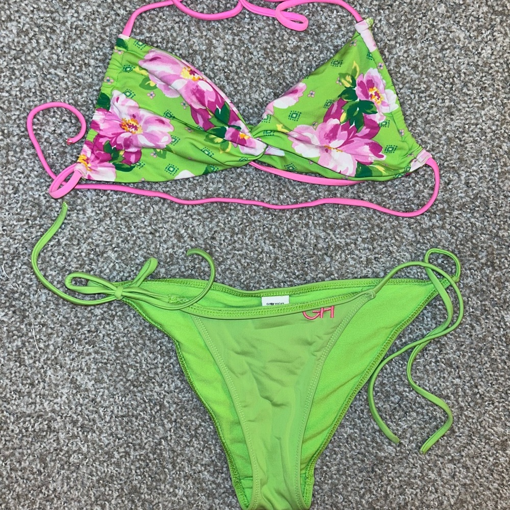Green Floral Bikini Set